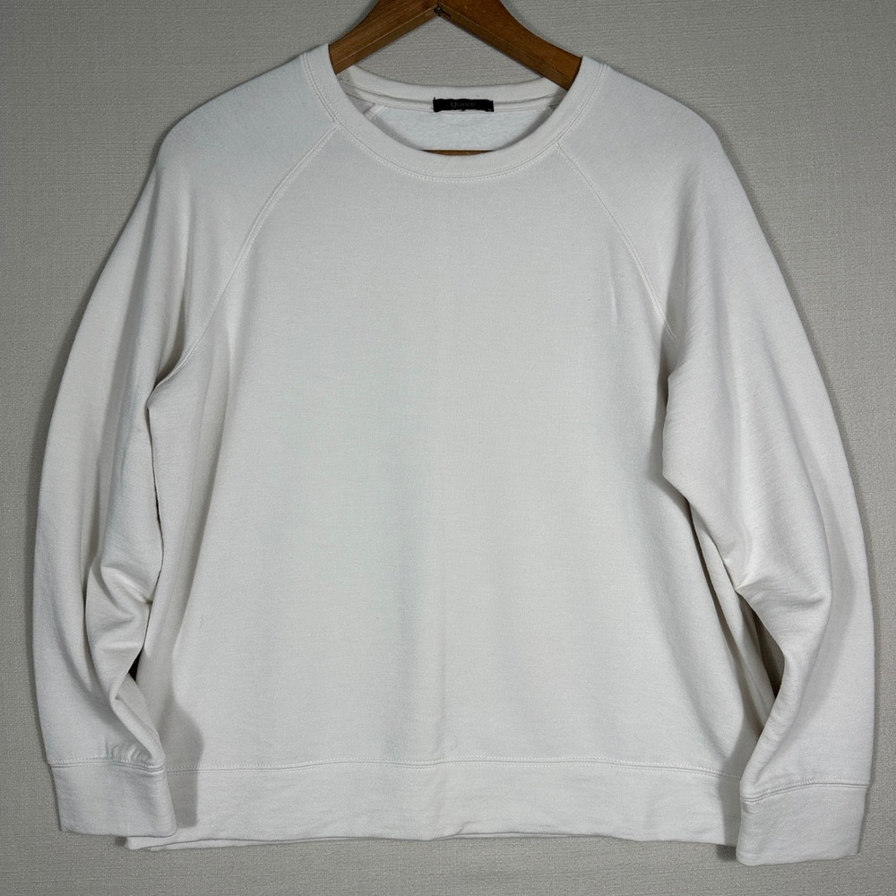 Quince SuperSoft Fleece Crew Women Large Off-White Good Raglan Sweatshirt